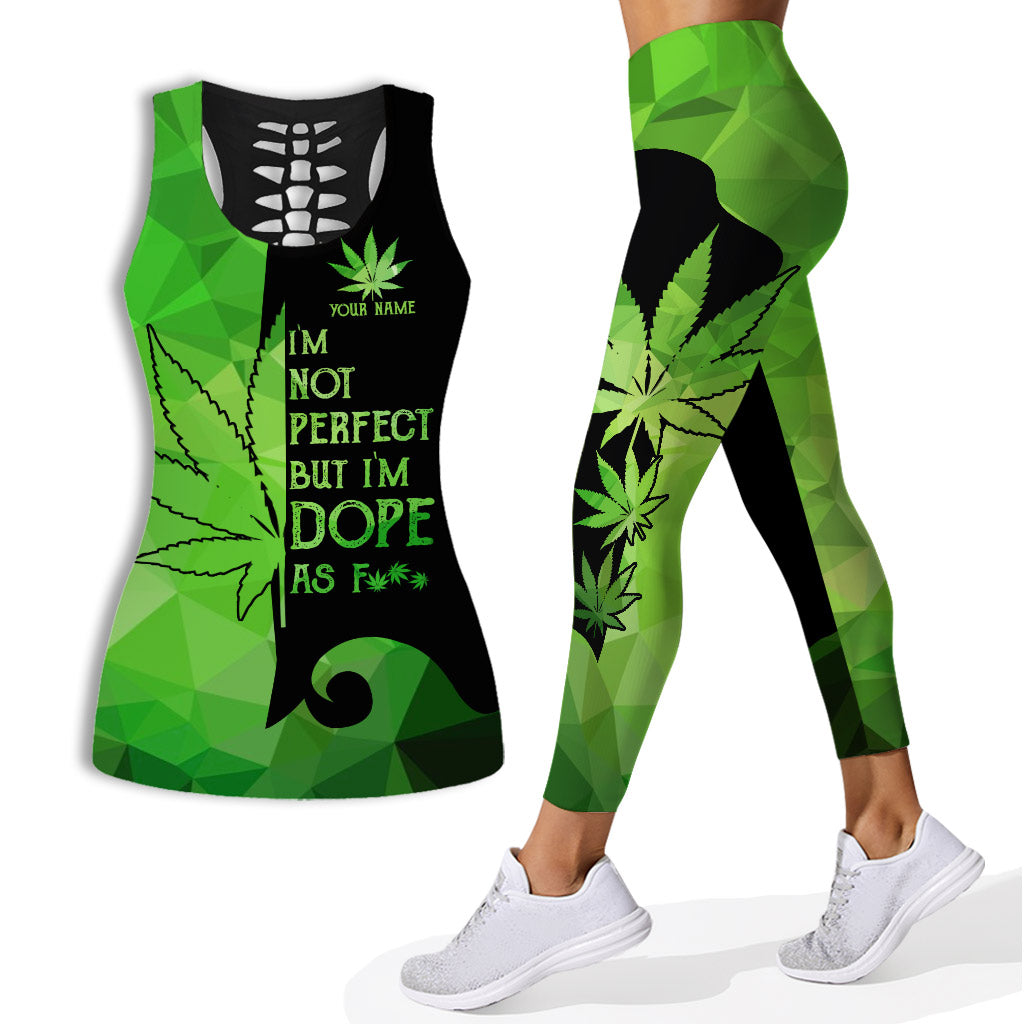 I'm Not Perfect - Personalized Weed Hollow Tank Top and Leggings