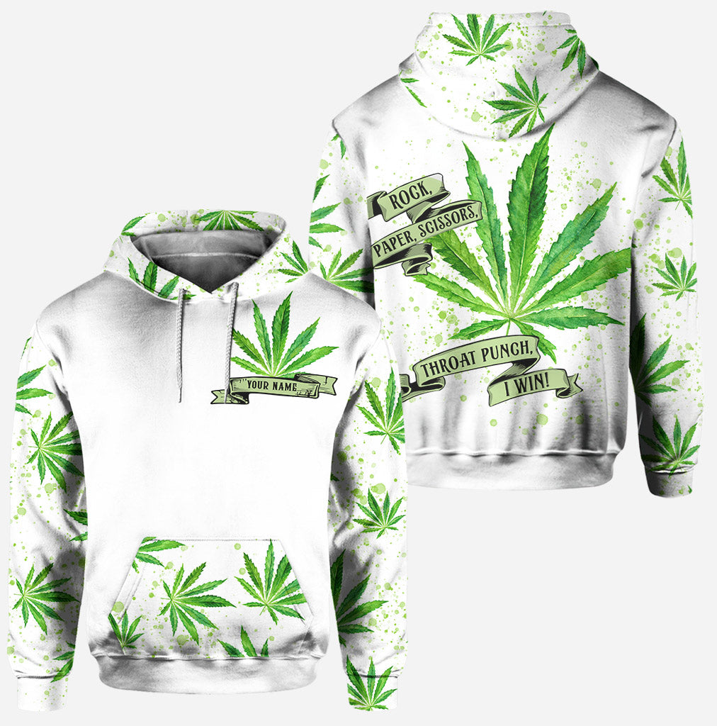 Rock Paper Scissors I Win - Personalized Weed Hoodie and Leggings