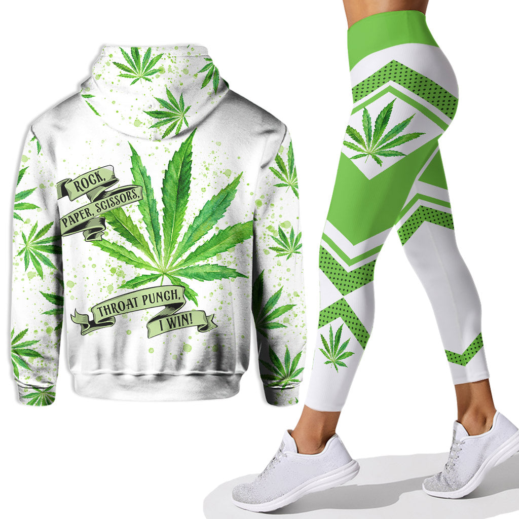 Rock Paper Scissors I Win - Personalized Weed Hoodie and Leggings