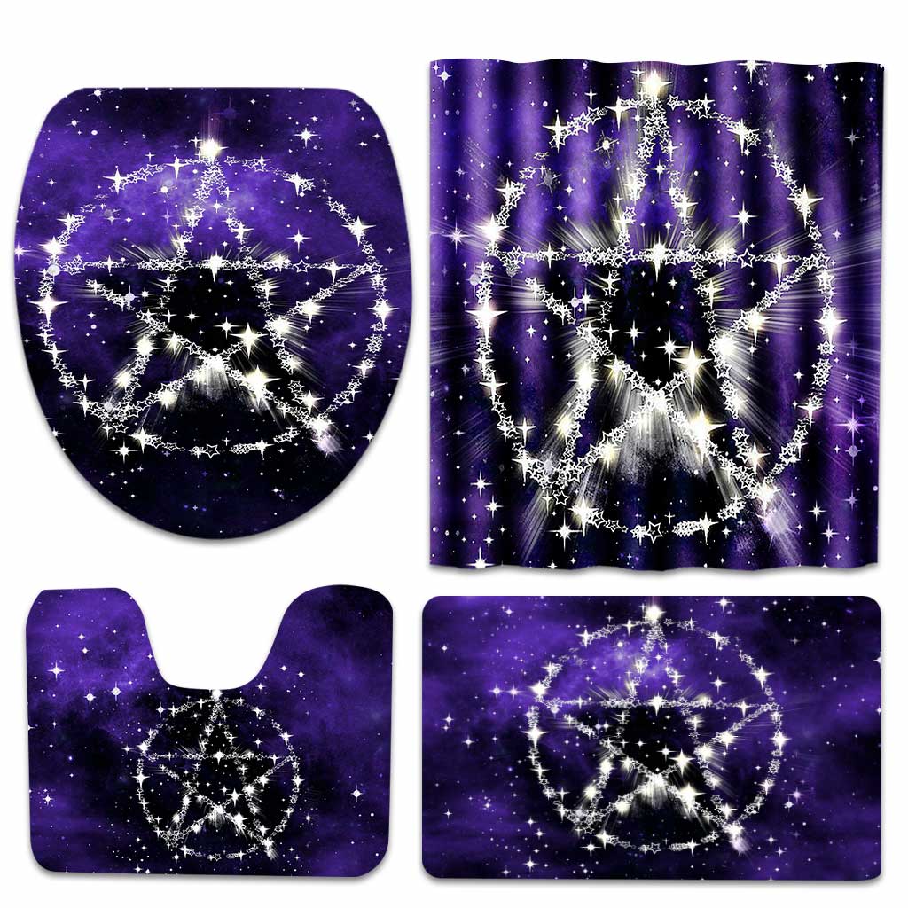 Wicca Pentagram - Witch Bathroom Curtain & Mats Set