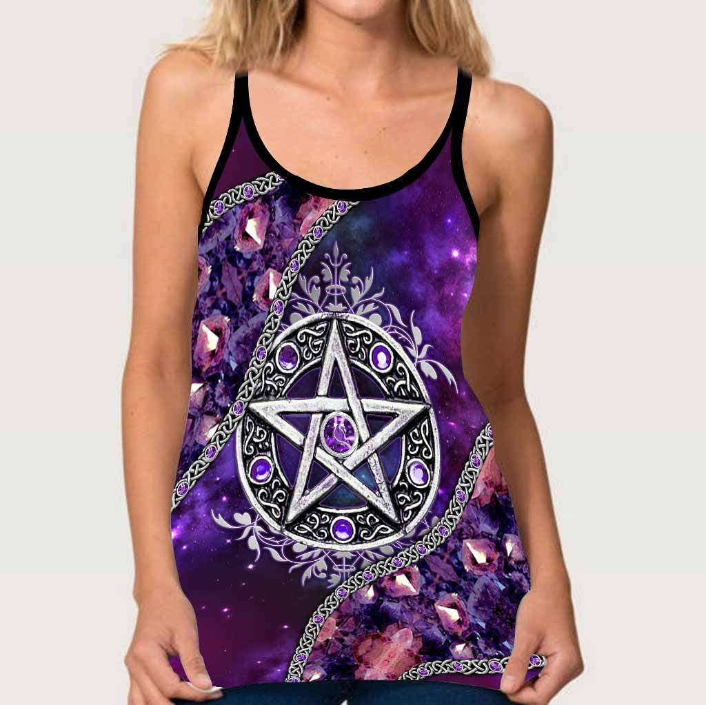 Witch Vibes Purple Pentagram Cross Tank Top