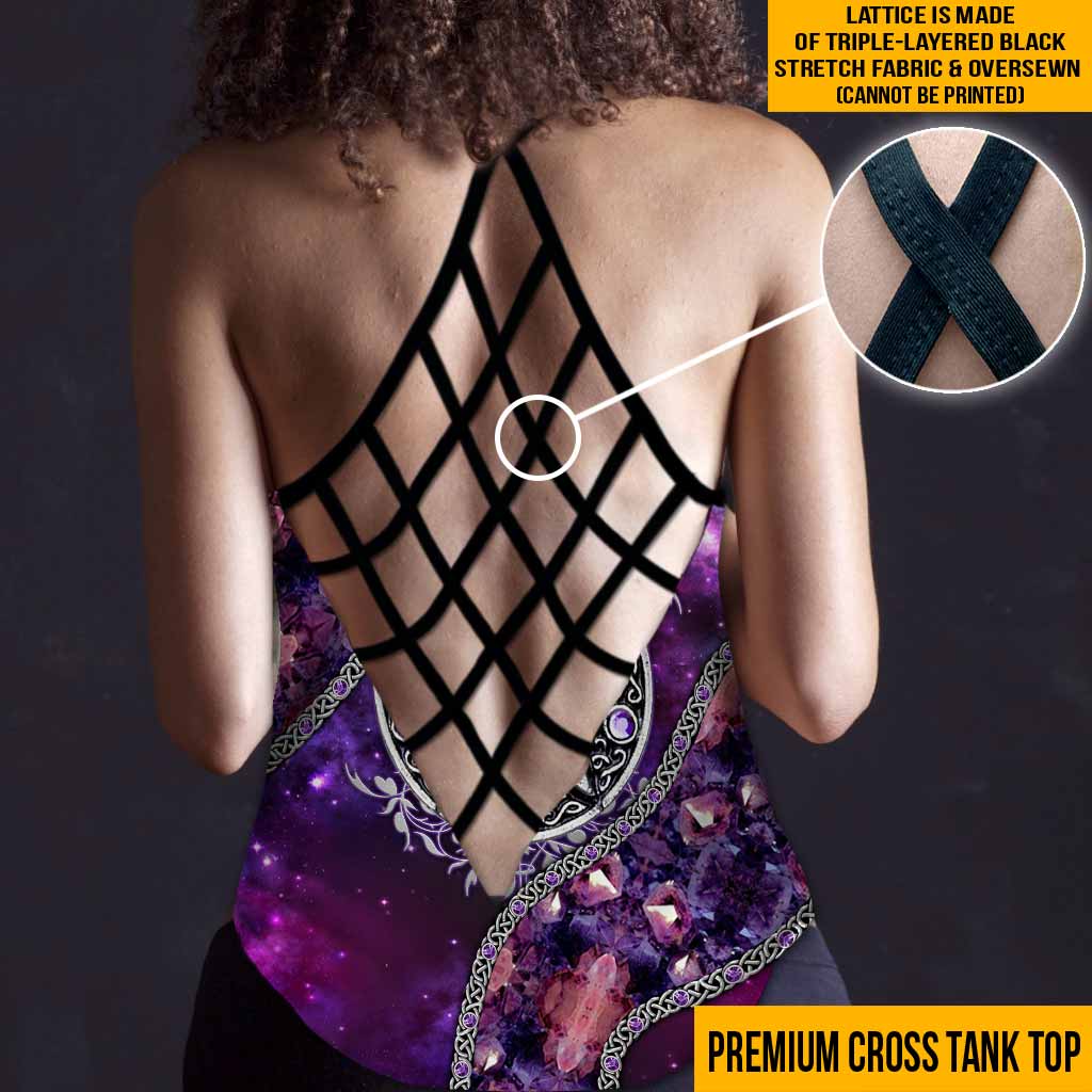 Witch Vibes Purple Pentagram Cross Tank Top