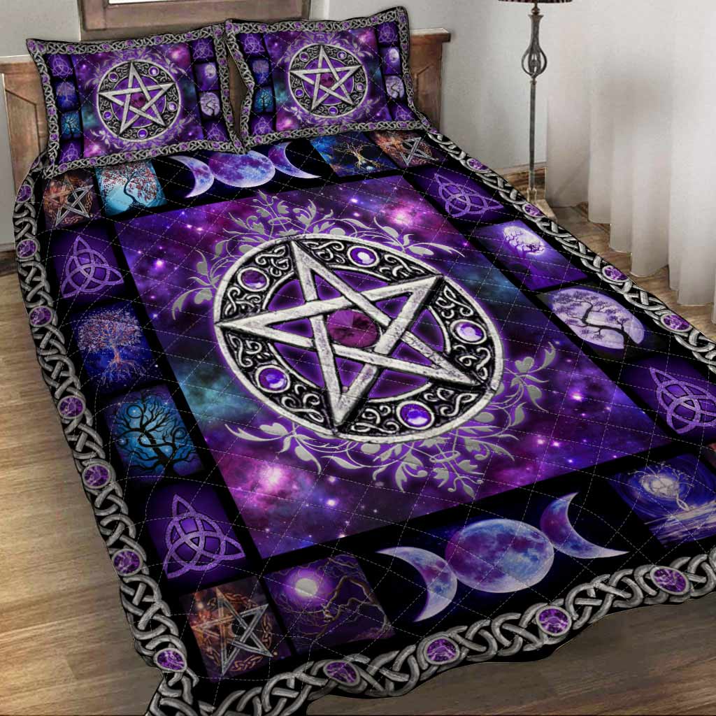 Witch Vibes Purple Pentagram Quilt Set