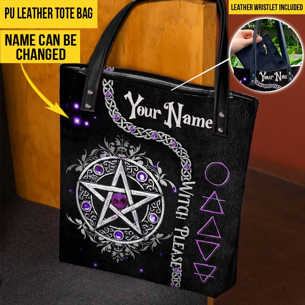 Witch Please Purple Pentagram Personalized Tote Bag