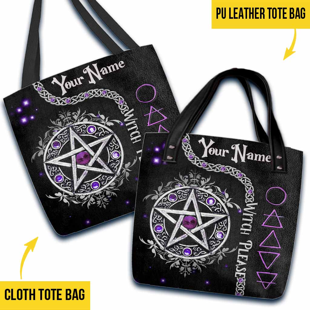 Witch Please Purple Pentagram Personalized Tote Bag