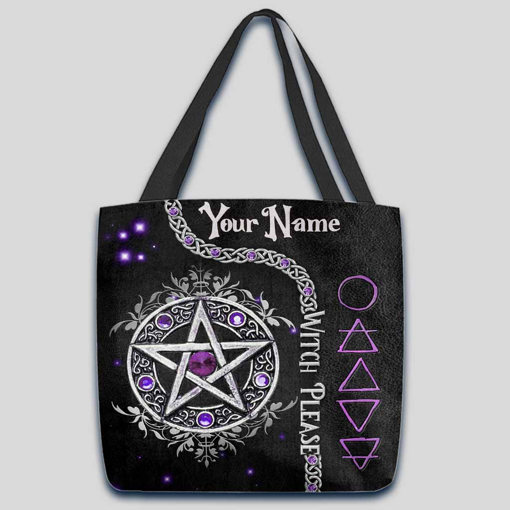 Witch Please Purple Pentagram Personalized Tote Bag