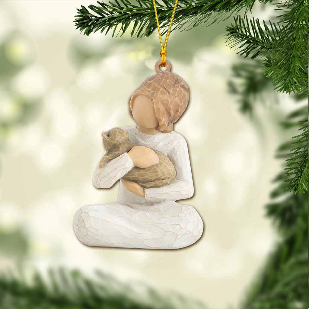 Cat And Girl - Christmas Ornament (Printed On Both Sides)