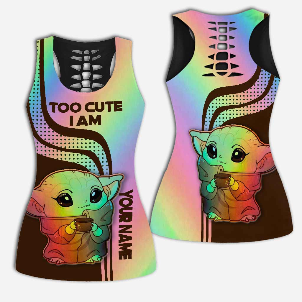 Too Cute I Am - Personalized Hollow Tank Top and Leggings
