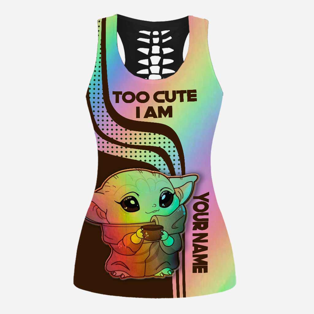 Too Cute I Am - Personalized Hollow Tank Top and Leggings