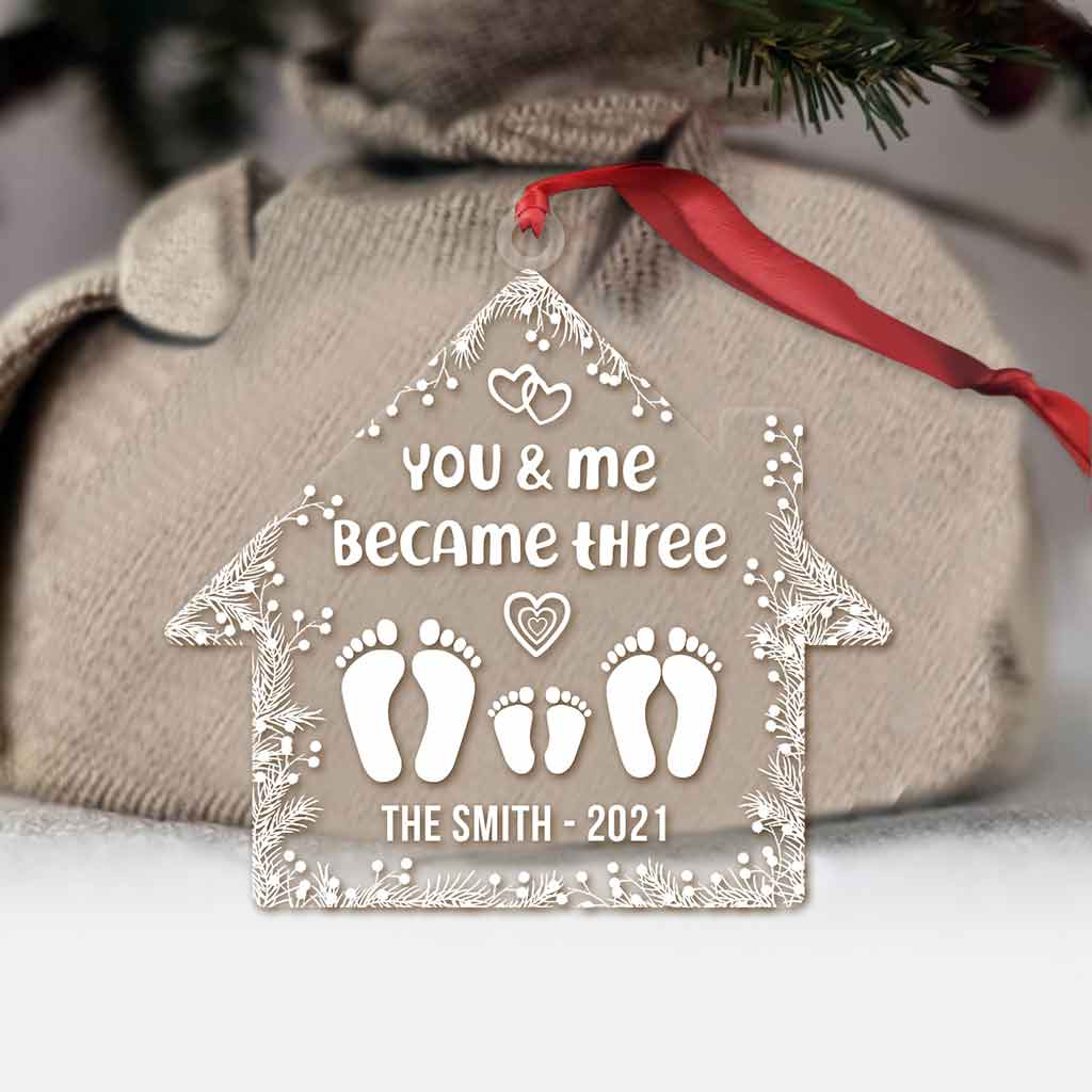 You And Me Became Three - Personalized Family Transparent Ornament