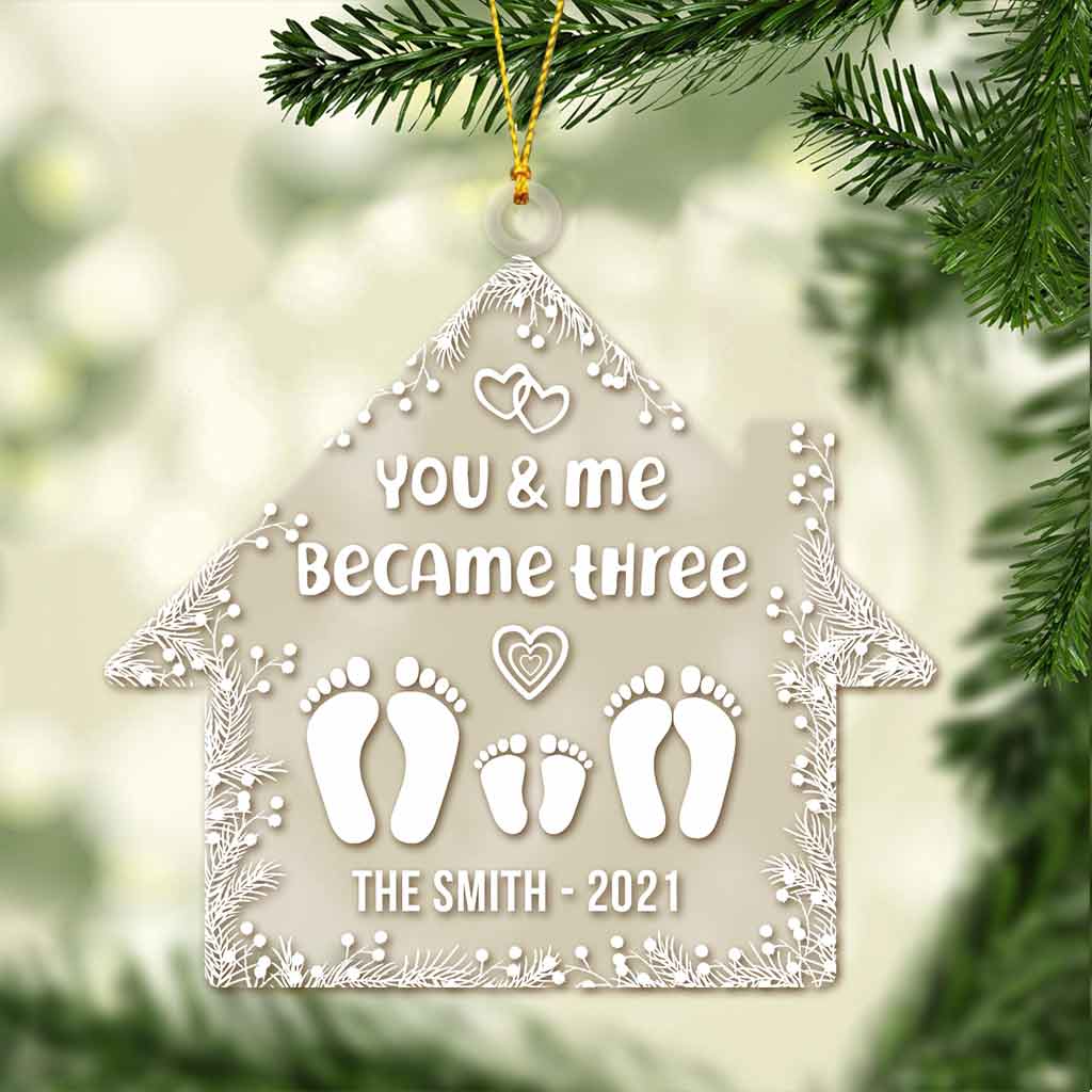 You And Me Became Three - Personalized Family Transparent Ornament