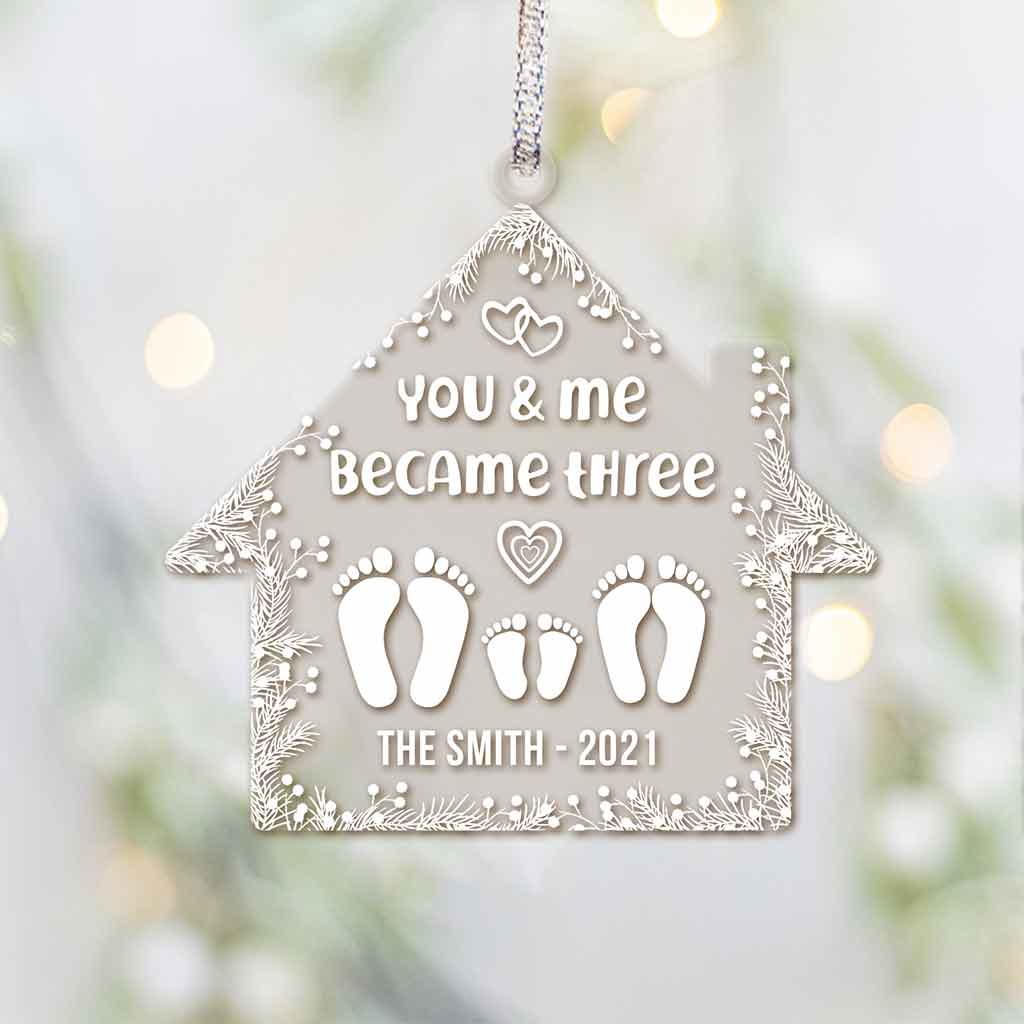 You And Me Became Three - Personalized Family Transparent Ornament