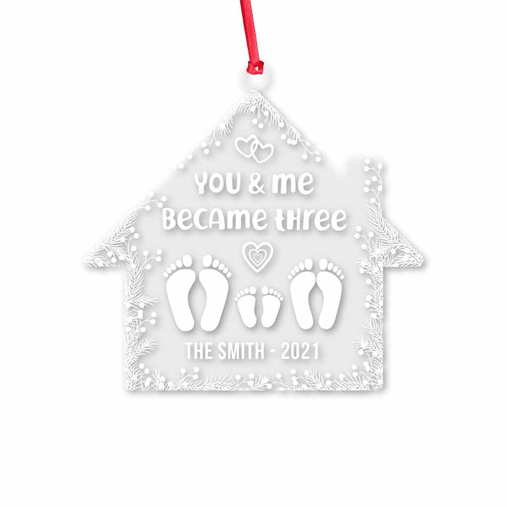 You And Me Became Three - Personalized Family Transparent Ornament