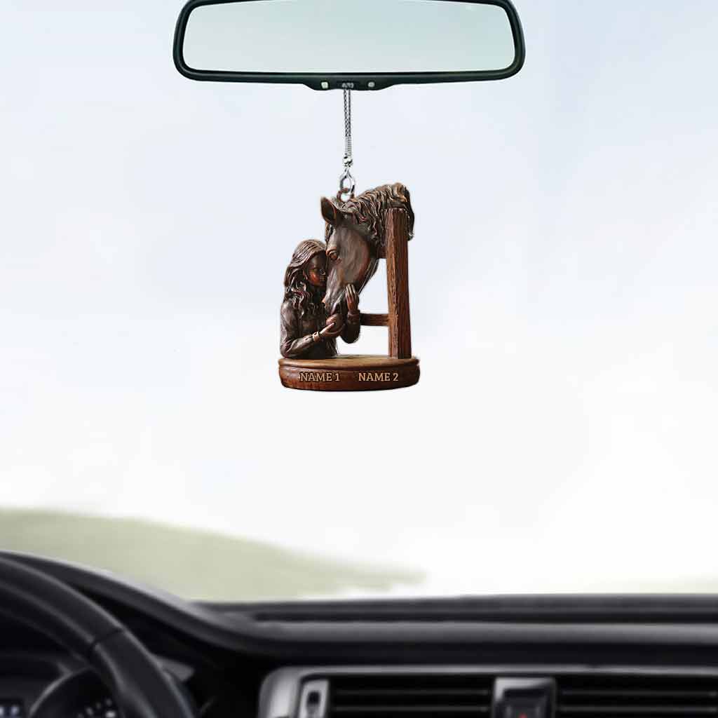 Horse And Girl - Personalized Car Ornament (Printed On Both Sides)