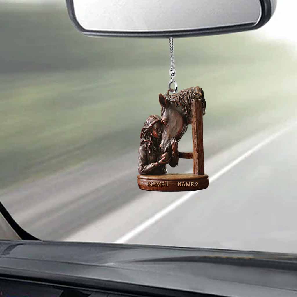 Horse And Girl - Personalized Car Ornament (Printed On Both Sides)