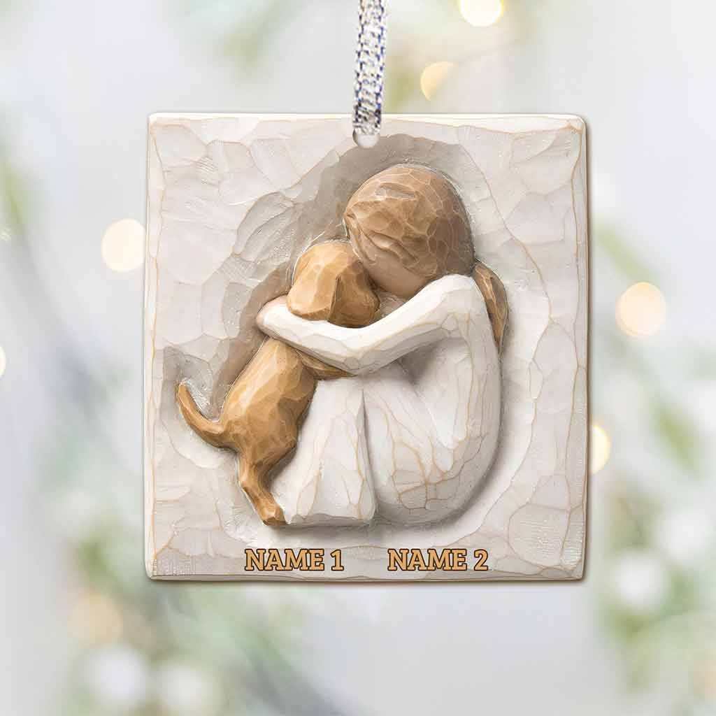 Dog And Girl - Personalized Christmas Ornament (Printed On Both Sides)