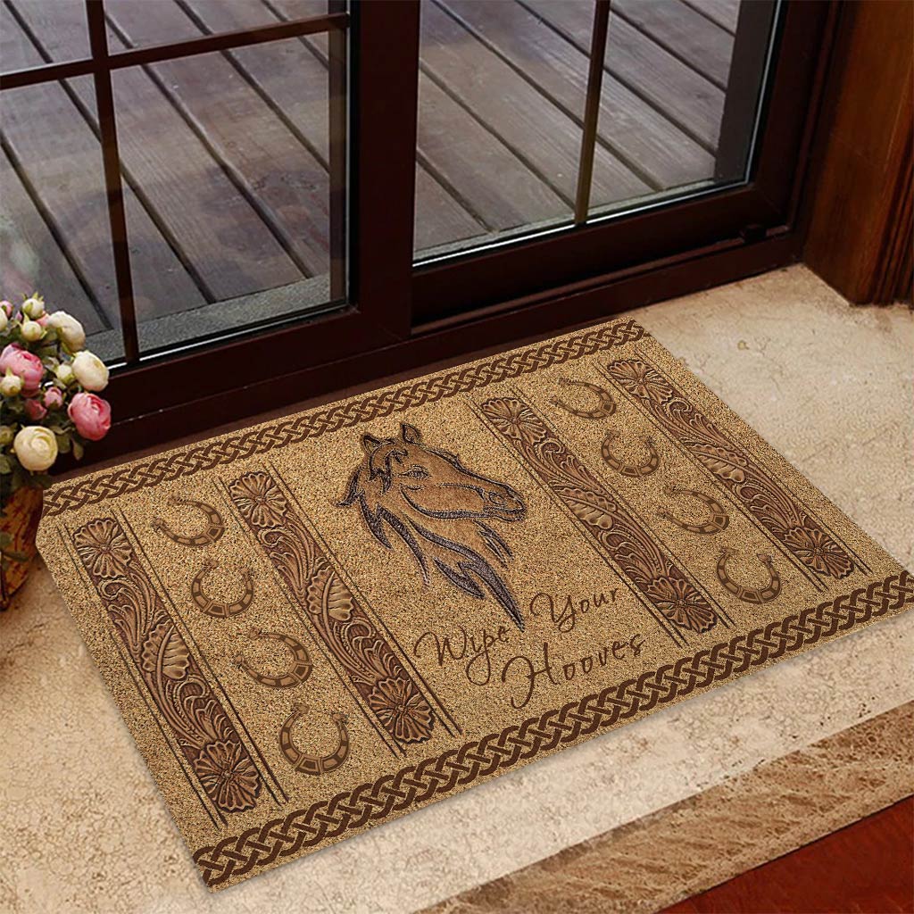 Wipe Your Hooves - Horse Coir Pattern Print Doormat