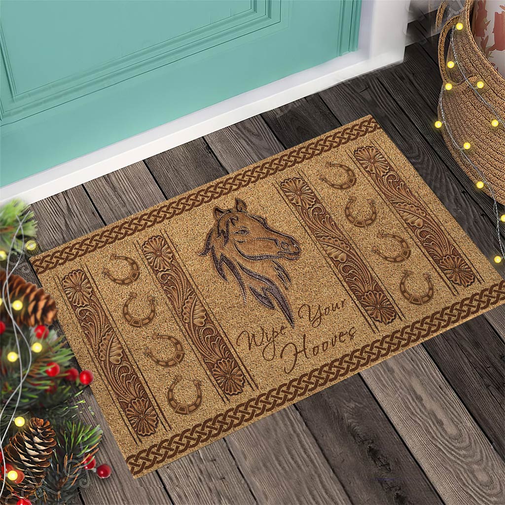 Wipe Your Hooves - Horse Coir Pattern Print Doormat