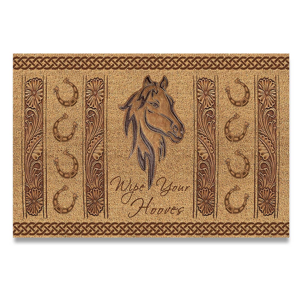 Wipe Your Hooves - Horse Coir Pattern Print Doormat