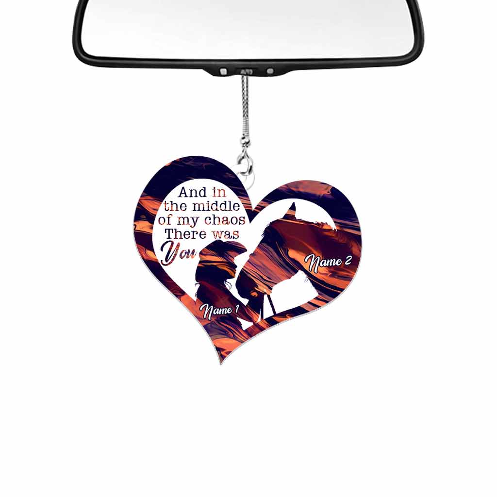 And In The Middle Of My Chaos - Personalized Horse Transparent Car Ornament