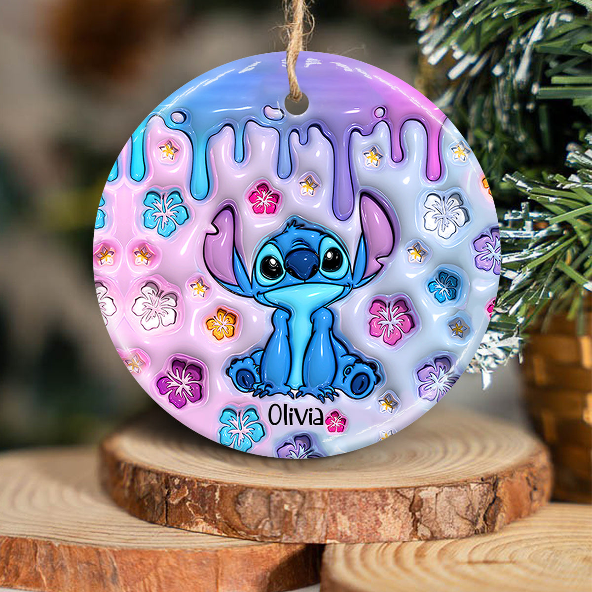 Ohana Means Family - Personalized Ohana Ceramic Circle Ornament