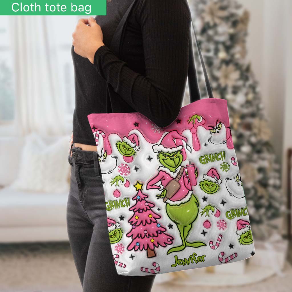 Grinch On The Inside - Personalized Stole Christmas Tote Bag