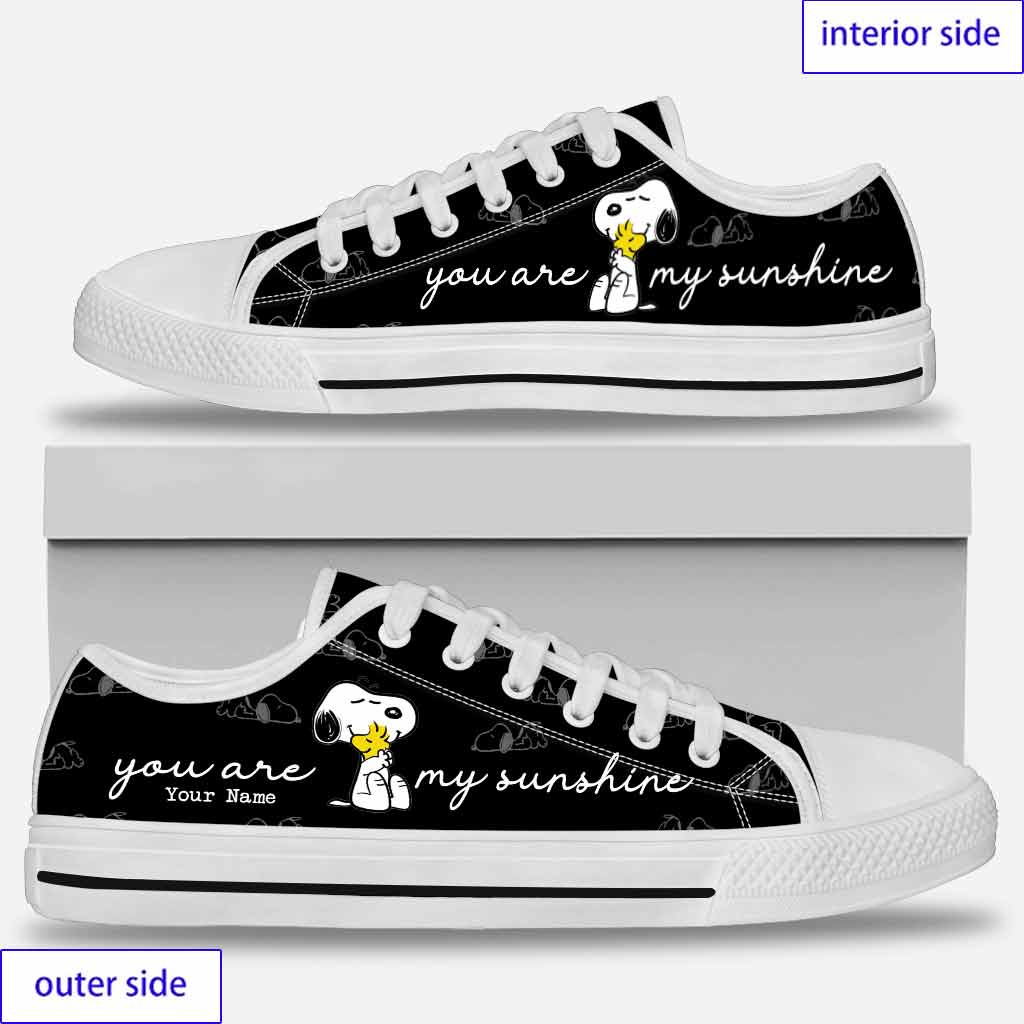 Lovely White Pup - Personalized Low Top Shoes