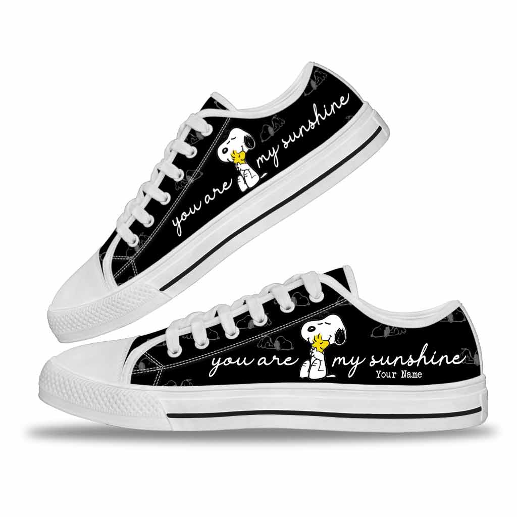 Lovely White Pup - Personalized Low Top Shoes