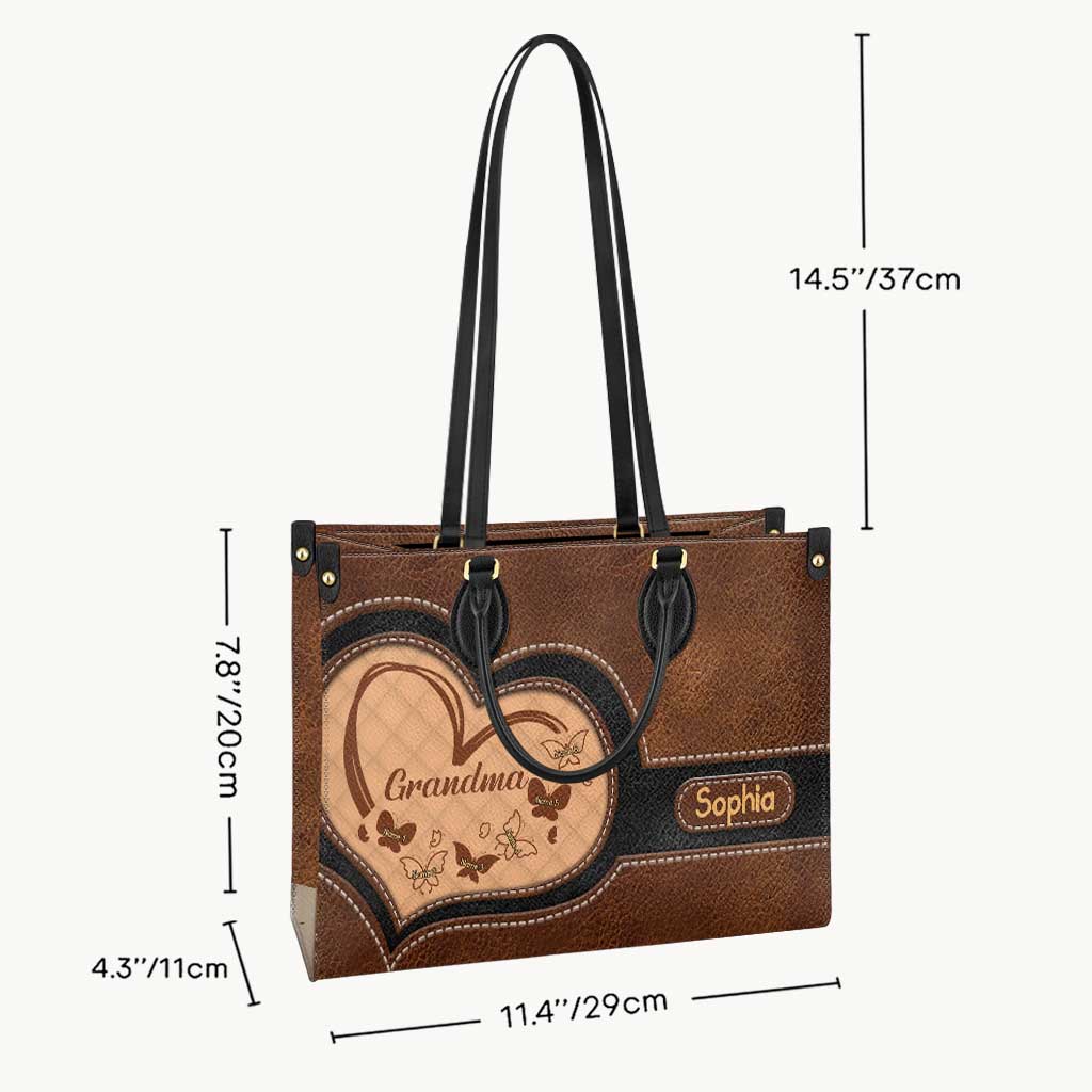 Grandma - Personalized Grandma Leather Handbag