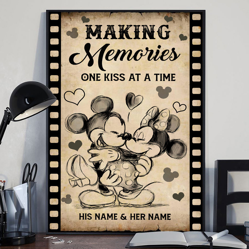 Making Memories One Kiss At A Time - Personalized Couple Mouse Canvas And Poster