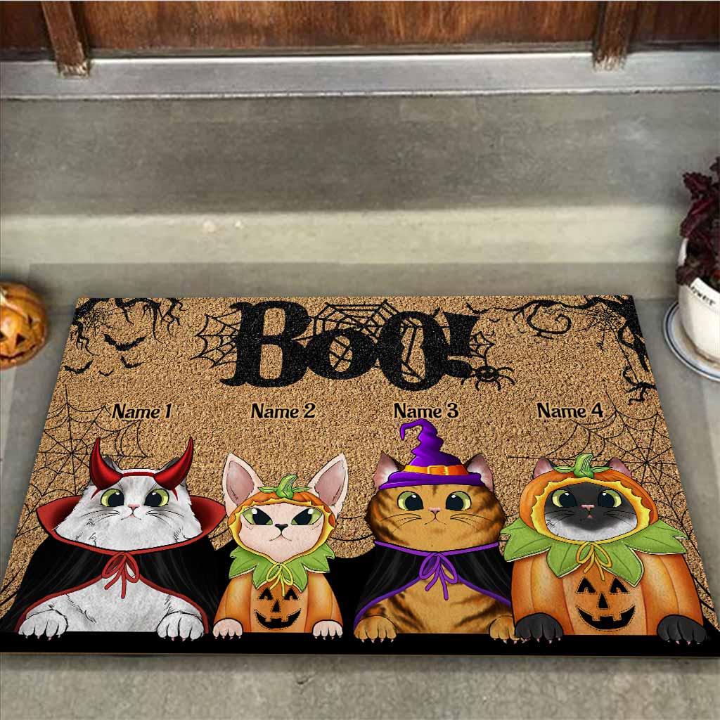 Boo Halloween - Cat Personalized Doormat