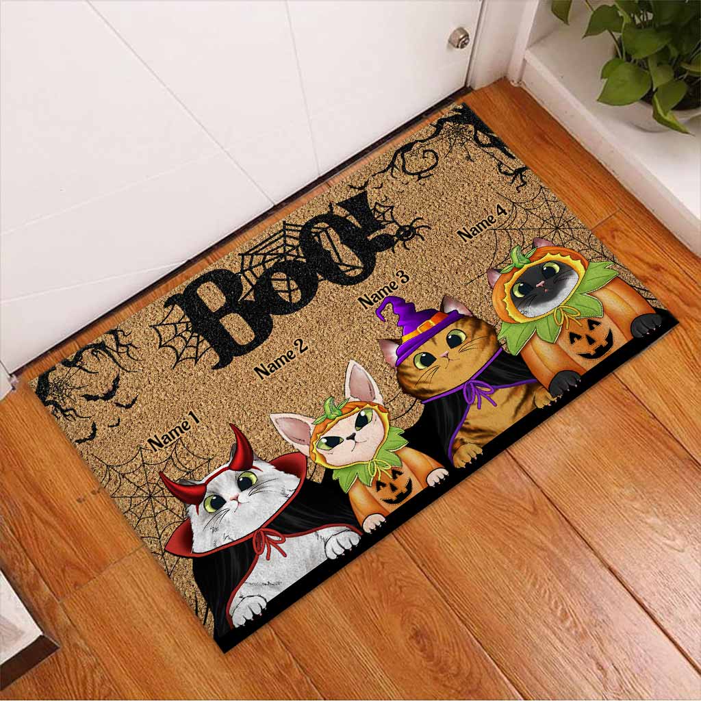 Boo Halloween - Cat Personalized Doormat