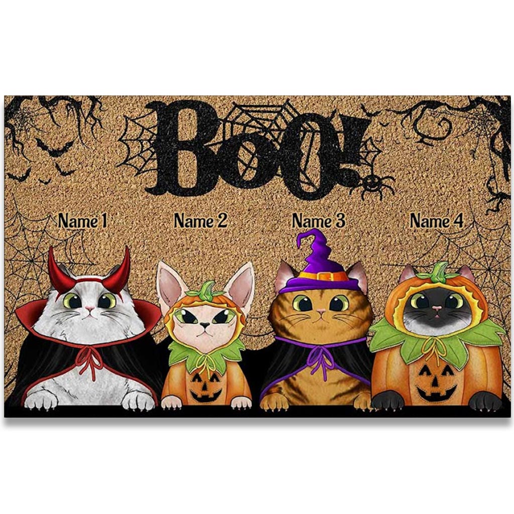 Boo Halloween - Cat Personalized Doormat