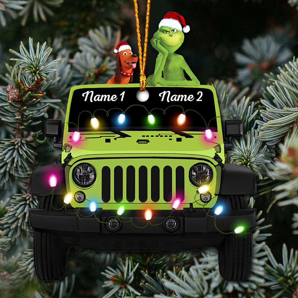 Naughty & Nice - Personalized Christmas Car Ornament (Printed On Both Sides)