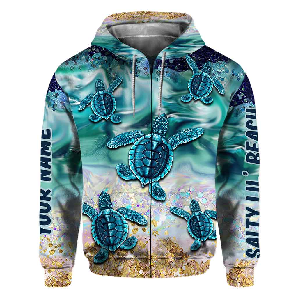 Salty Lil' Beach - Personalized Turtle All Over T-shirt and Hoodie
