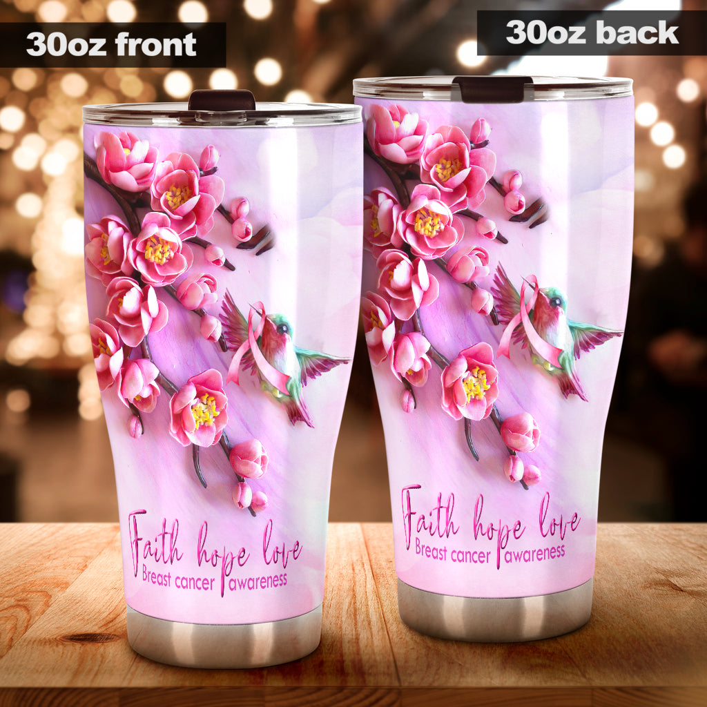 Faith Hope Love Breast Cancer Awareness Tumbler 0622