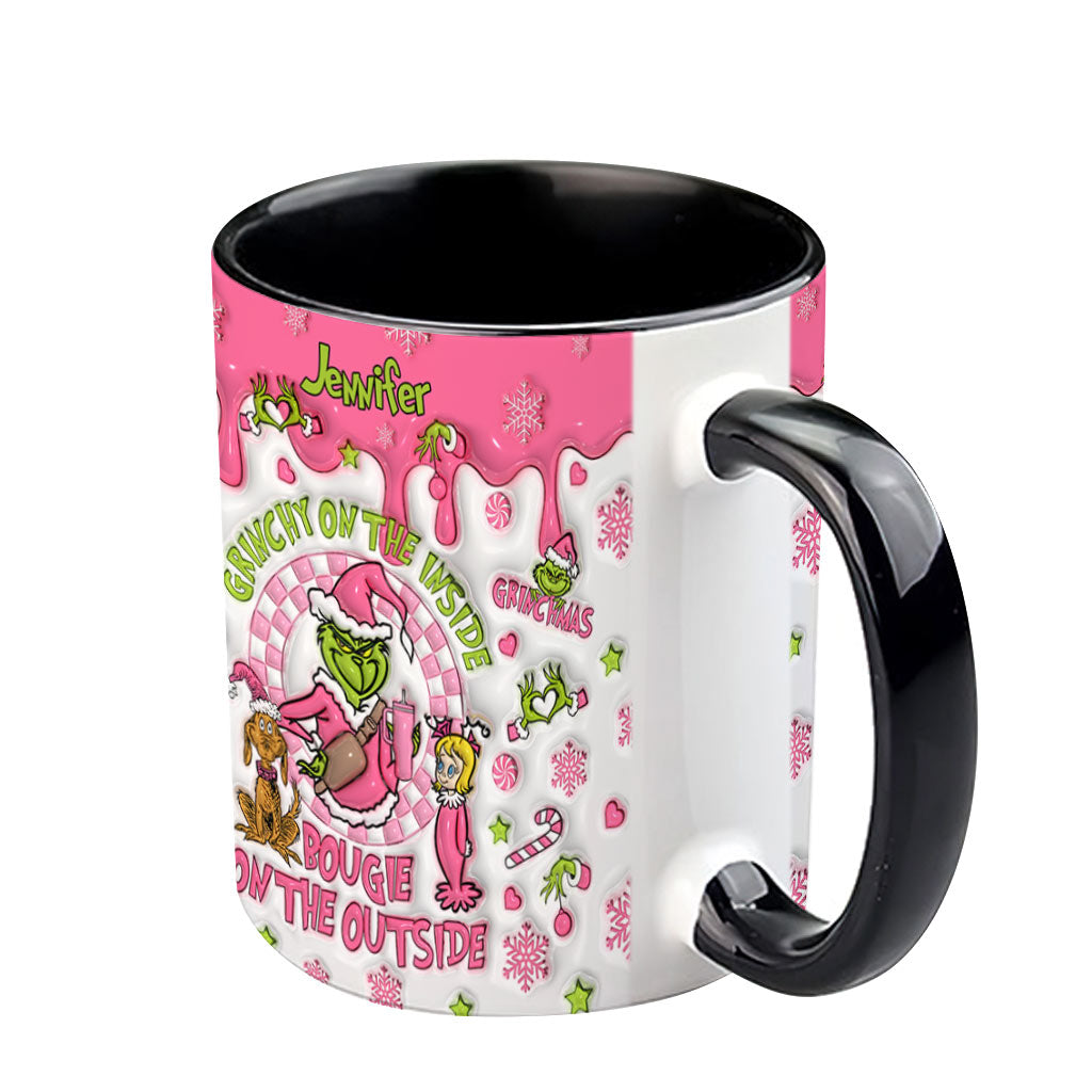 Grinchy On The Inside - Personalized Stole Christmas Accent Mug