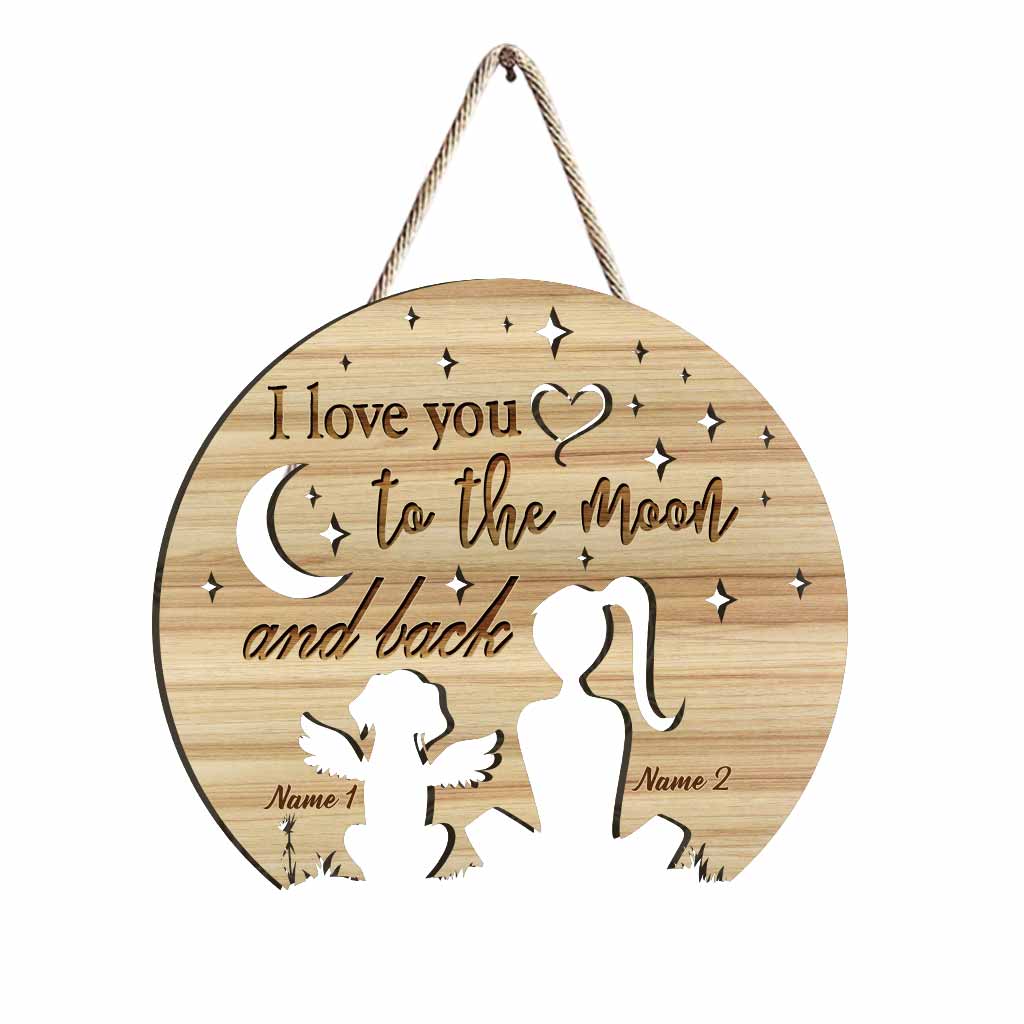 I Love You To The Moon And Back - Personalized Dog Wood Sign
