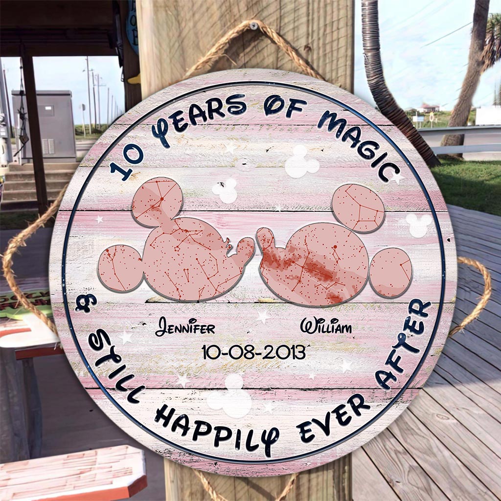 Years Of Magic - Personalized Mouse Round Wood Sign