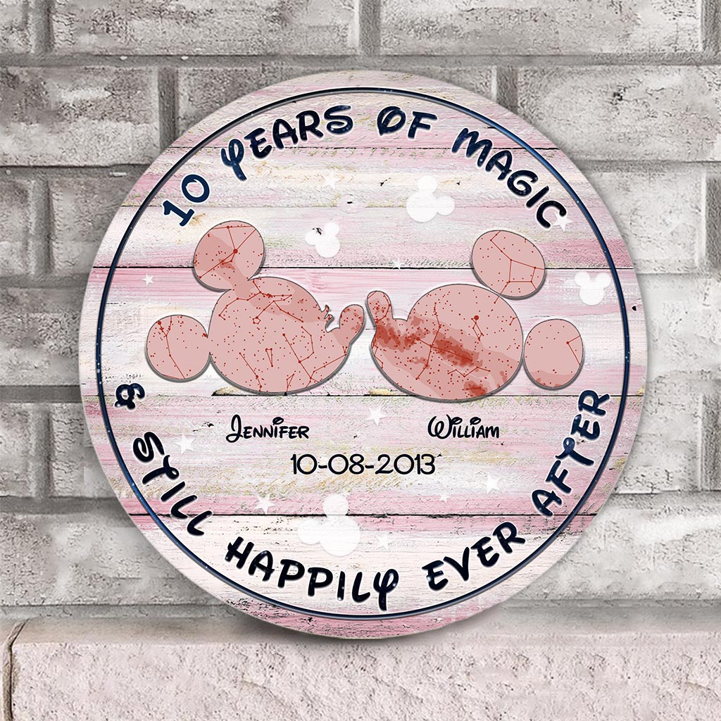 Years Of Magic - Personalized Mouse Round Wood Sign