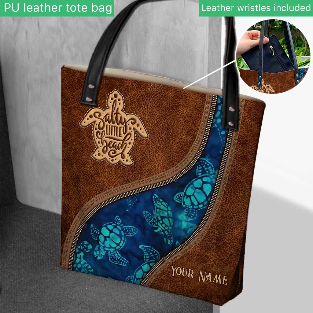 Blue Sea Turtle - Personalized Turtle Tote Bag