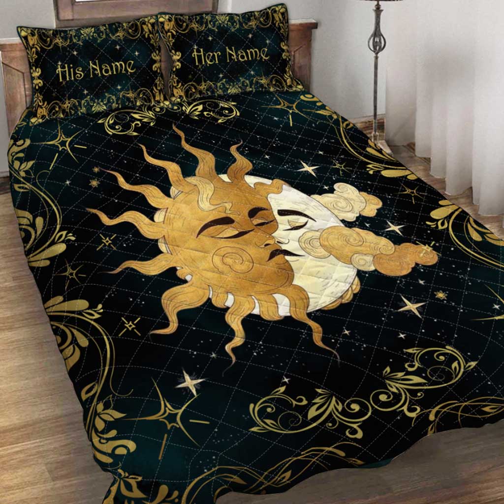 The Moon Loves The Sun - Witch Personalized Quilt Set