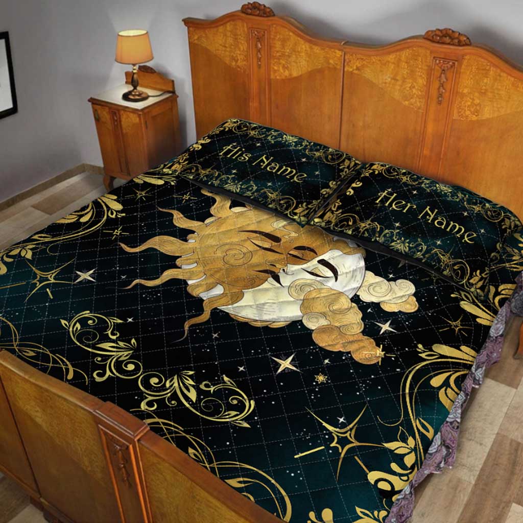 The Moon Loves The Sun - Witch Personalized Quilt Set