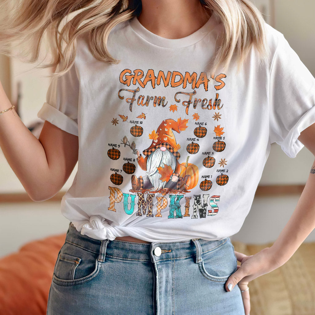 Grandma's Farm Fresh Pumpkin - Personalized Fall Grandma T-shirt And Hoodie