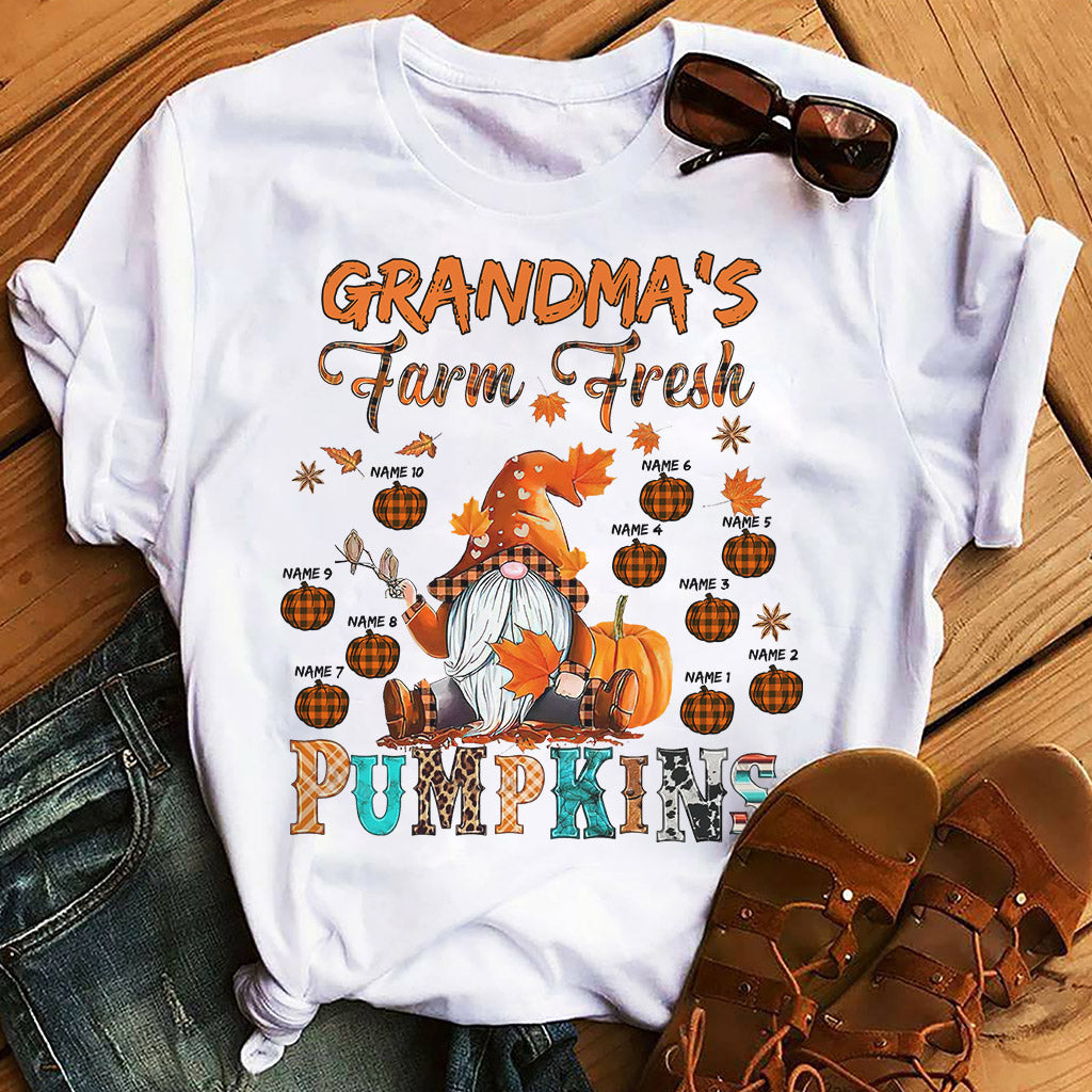 Grandma's Farm Fresh Pumpkin - Personalized Fall Grandma T-shirt And Hoodie