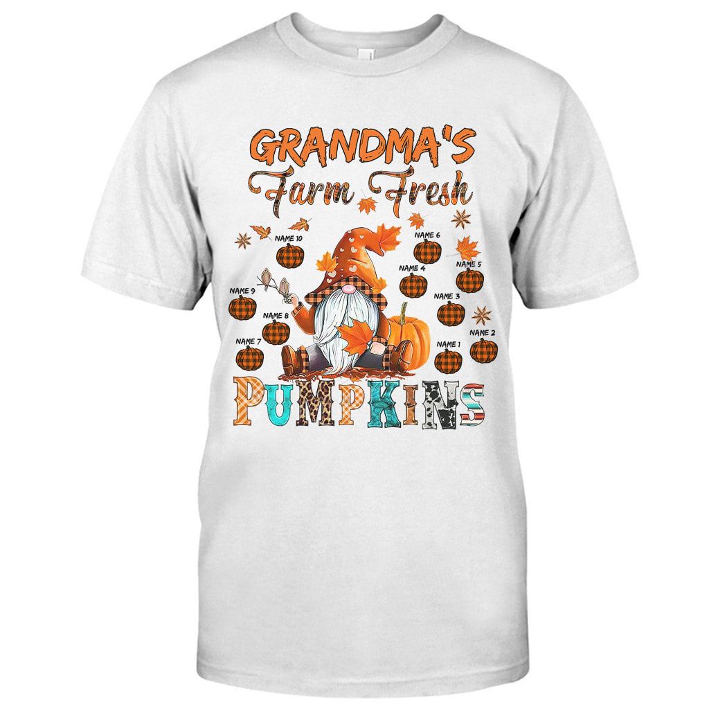 Grandma's Farm Fresh Pumpkin - Personalized Fall Grandma T-shirt And Hoodie