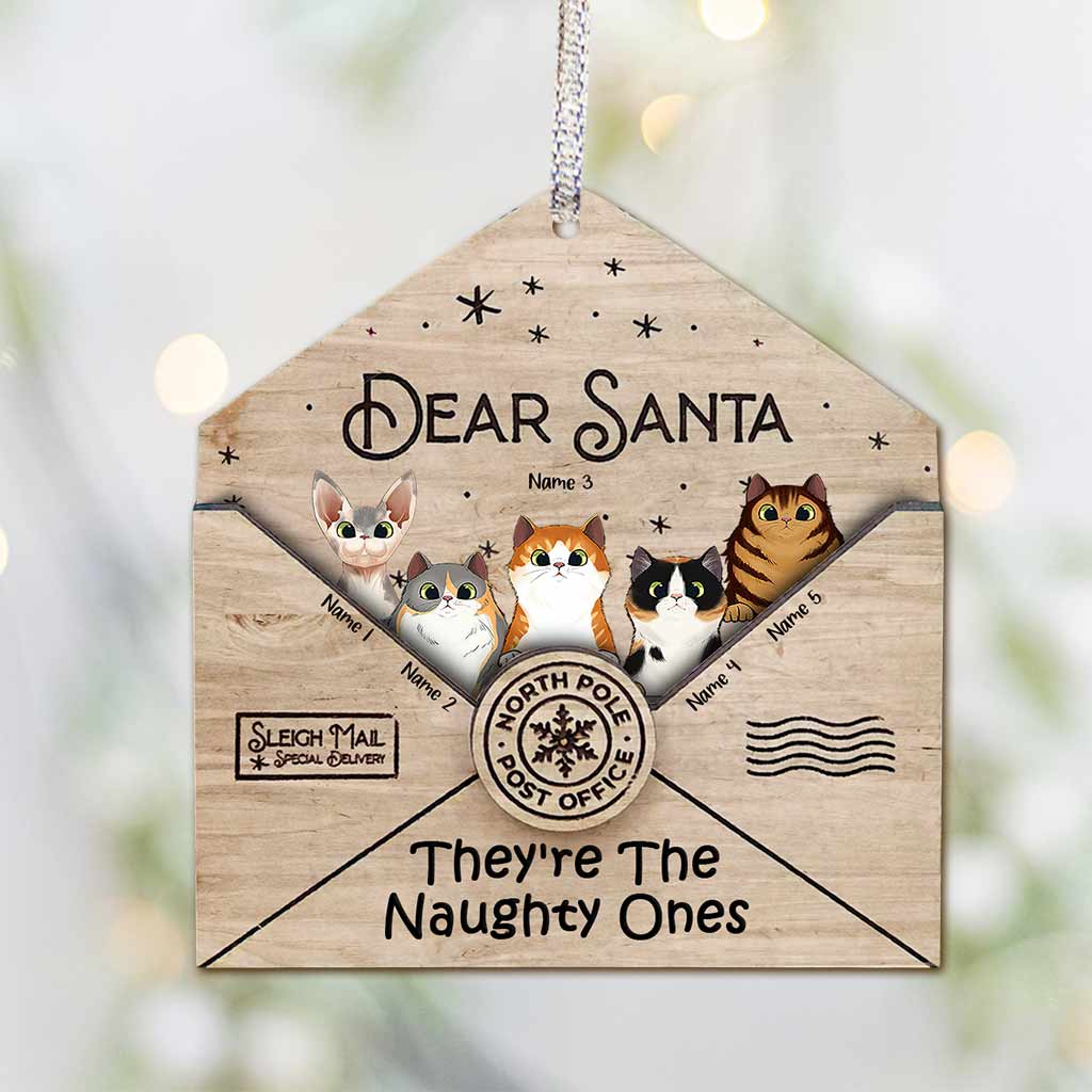 Dear Santa They're The Naughty Ones - Personalized Christmas Cat Ornament (Printed On Both Sides)