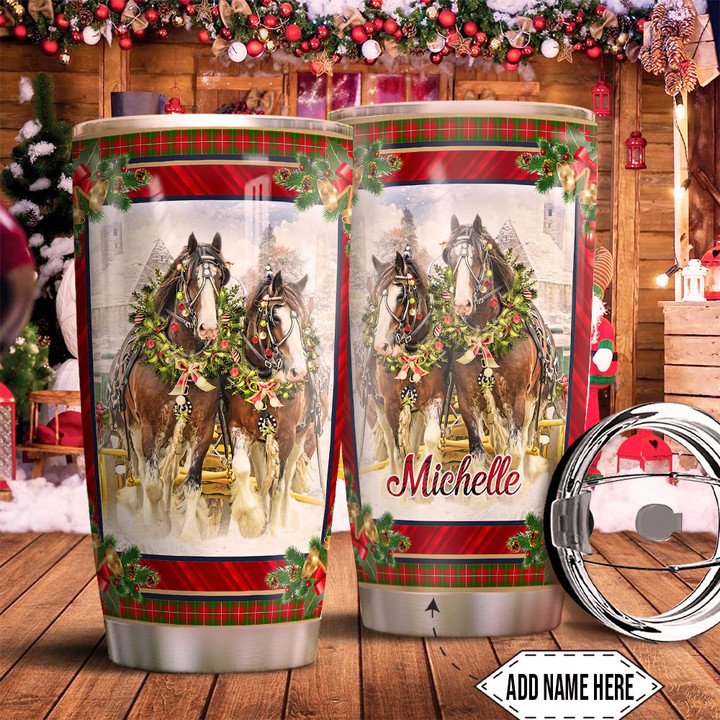 Merry Christmas - Personalized Horse Tumbler 0823