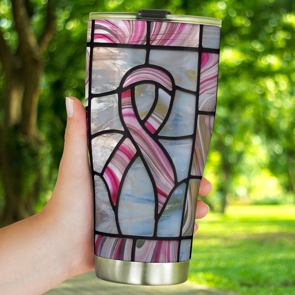 Breast Cancer Awareness Stained Glass Pattern Print Breast Cancer Awareness Tumbler 0622