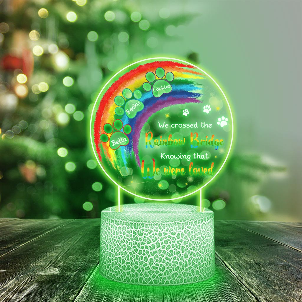 I Crossed The Rainbow Bridge - Personalized Cat Shaped Plaque Light Base